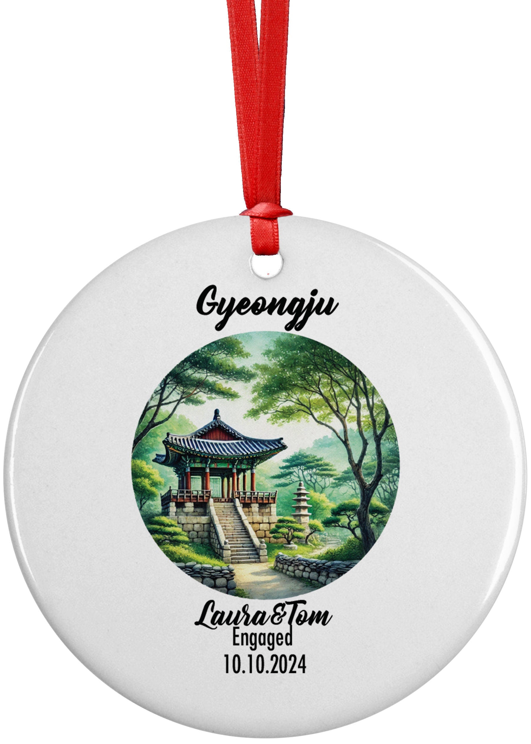 Gyeongju, South Korea, Ornament, Engagement, Married, Travel, Gift for Engaged Couple, Engagement Gift, Trip, Vacation Souvenir