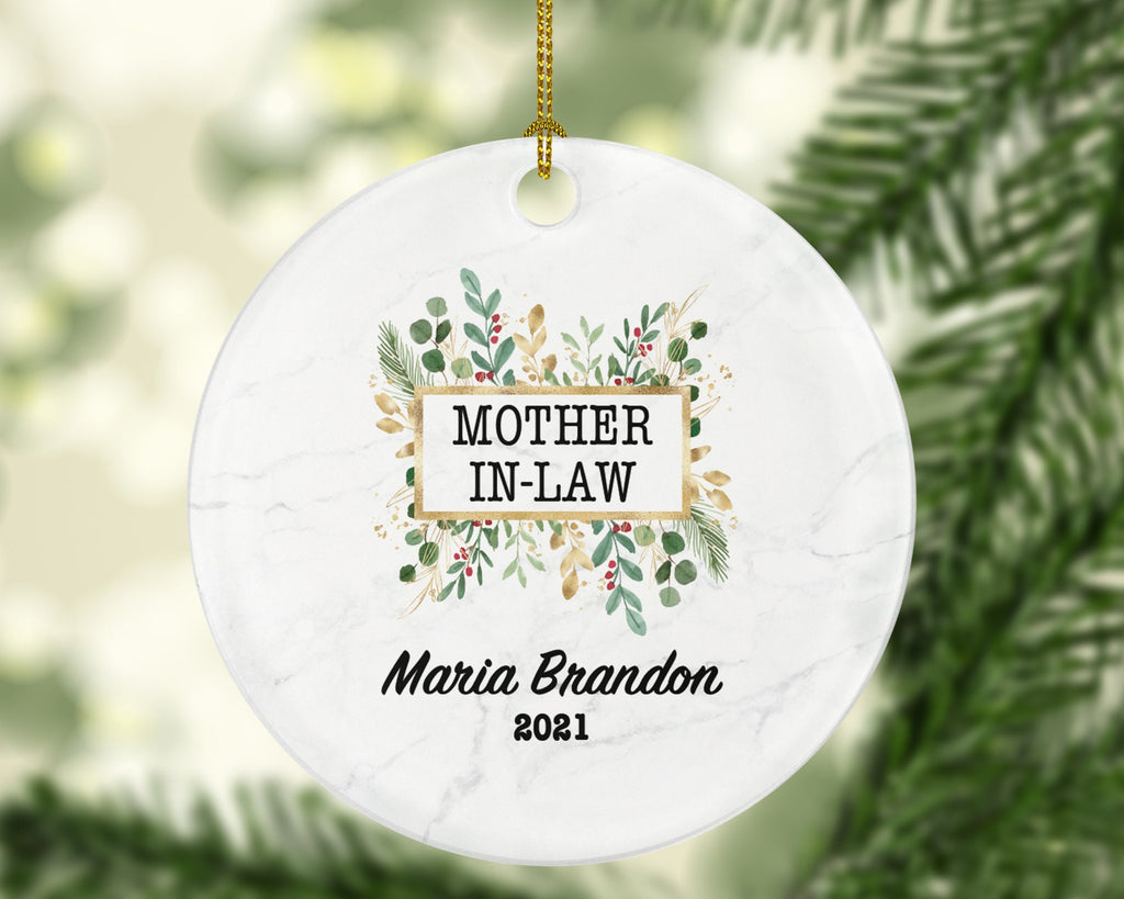 Mother In Law Personalized Christmas Ornament -  Best Mother in Law Ever Special Custom Gift - Mother of Groom and Bride