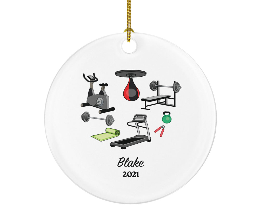 Workout Fitness Pilates Yoga Personalized Christmas Ornament - Personal Fitness Trainer Custom Healthy Lifestyle Training Exercise