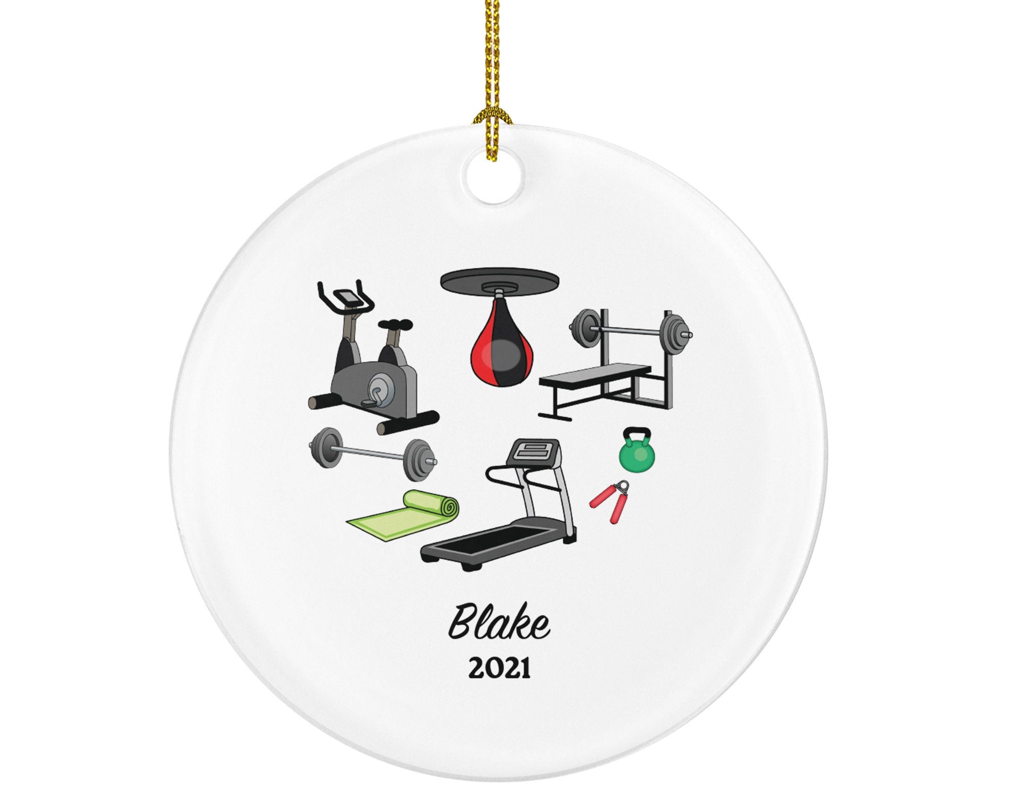 Workout Fitness Pilates Yoga Personalized Christmas Ornament - Personal Fitness Trainer Custom Healthy Lifestyle Training Exercise