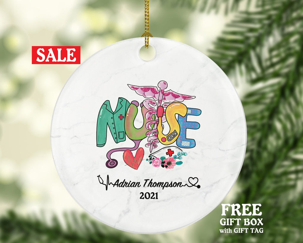 Nurse Christmas Ornament Personalized - Nursing Registered Nurse Health Worker Gift from Patient for Nurse RN Custom Medical