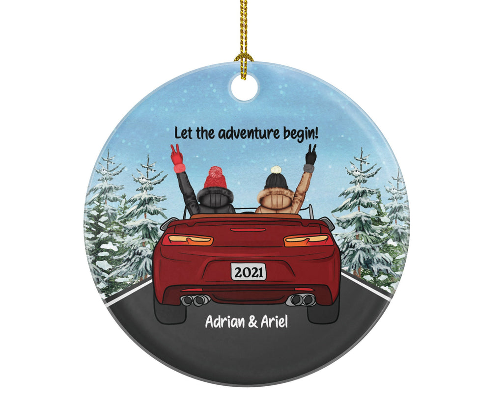 Car Driving Friends Christmas Ornament - Traveled Together First Trip Female Girl Soul Sisters Personalized New Car Gift for Convertible