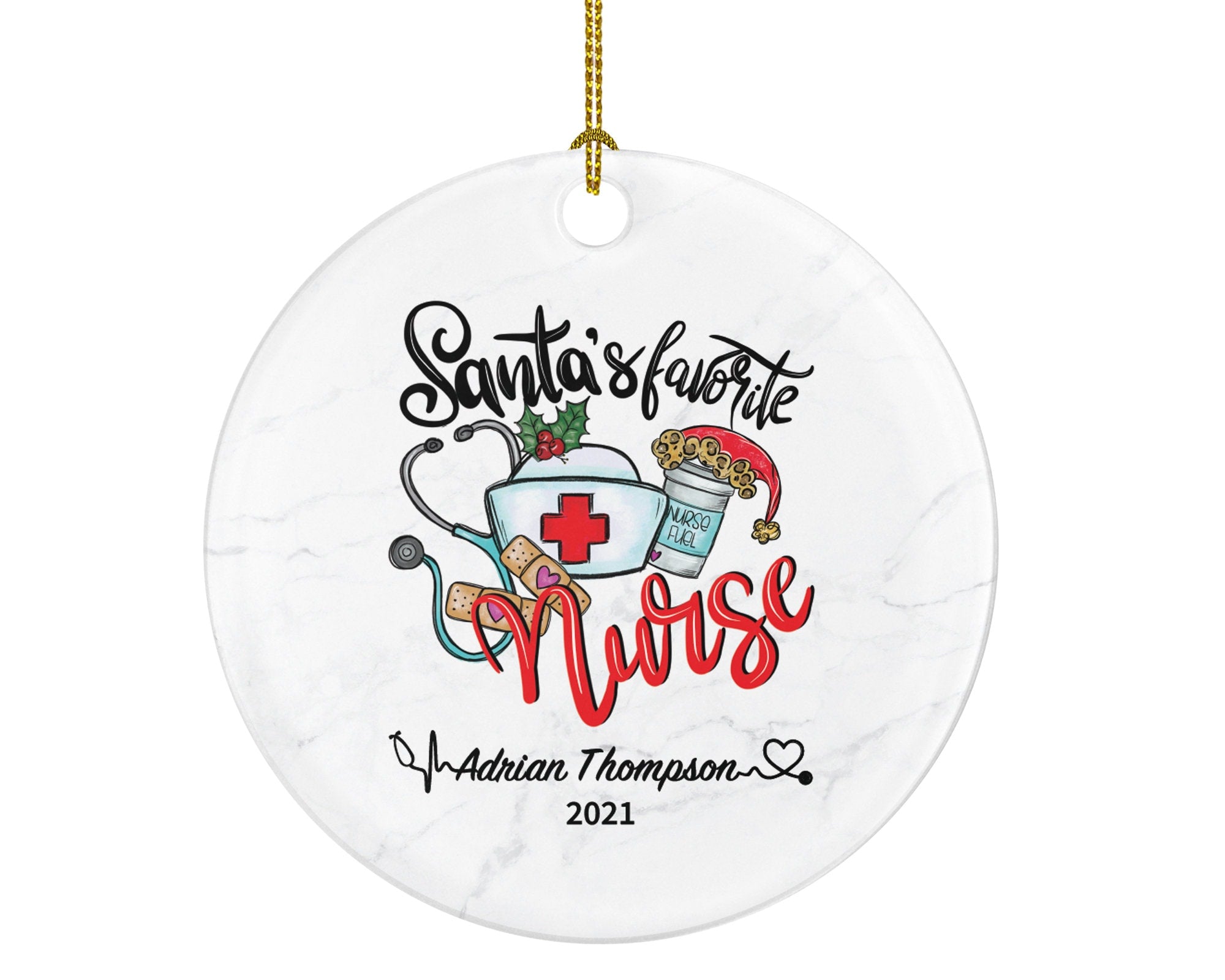 Santa's Favorite Nurse Registered Health Worker Gift from Patient for Nurse RN Custom Medical Personalized Ornament