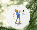 Trumpeter Christmas Ornament Personalized - Musical Instrument Playing Trumpet Gift for Trumpet Player - Custom Name Year