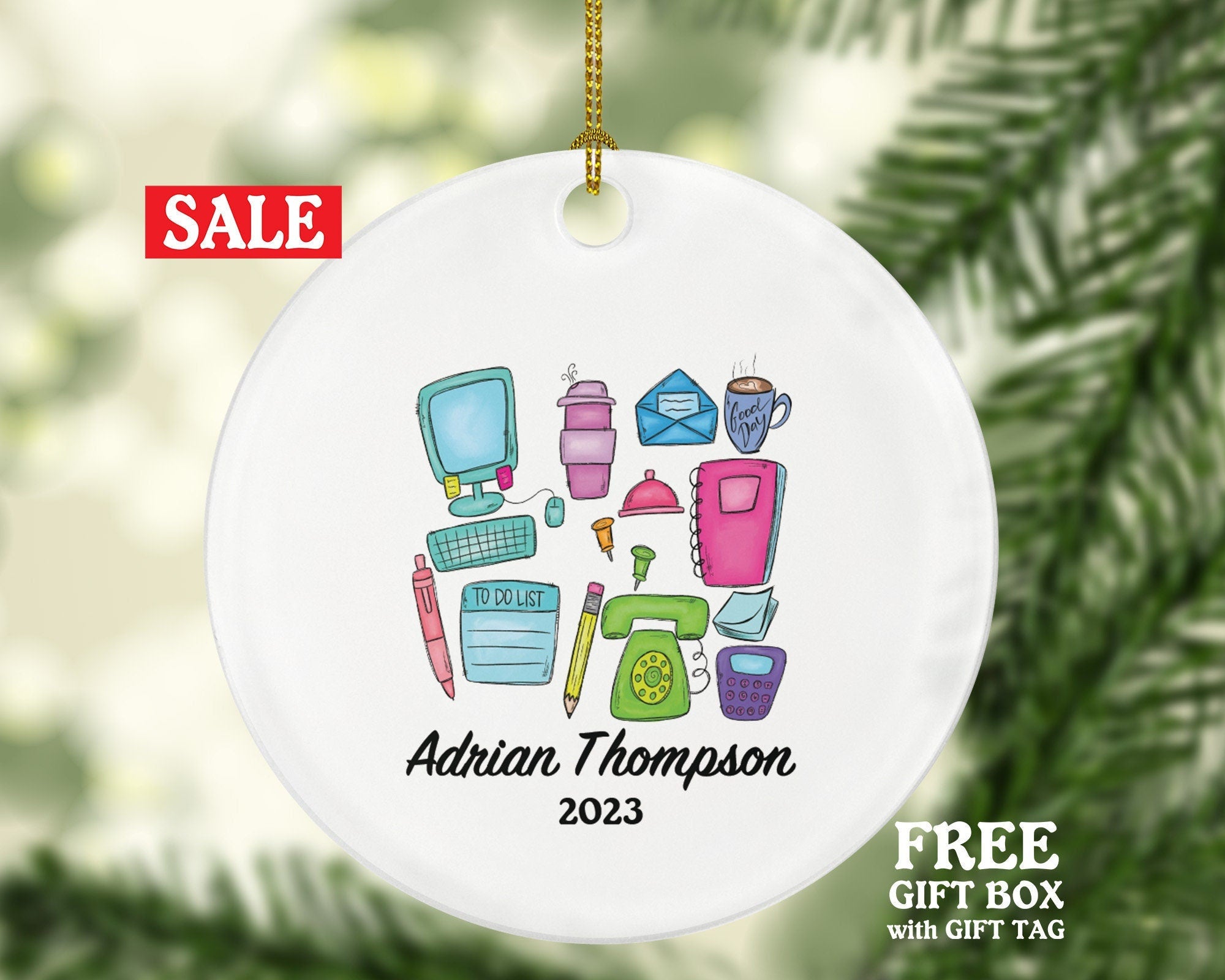 Receptionist Christmas Ornament Custom - Personalized Office Secretary Gift  Home Decoration New Receptionist Gift