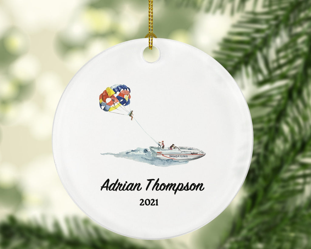 Parasailing Christmas Ornament Personalized, Vacation Parasailing Gift Water Sports, Summer Activity