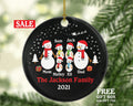 Personalized Family of 6 Christmas Ornaments Snowman Snowmen Six Big Large Kids Children Mom Dad New Mommy Daddy Baby Girl Boy Father Mother