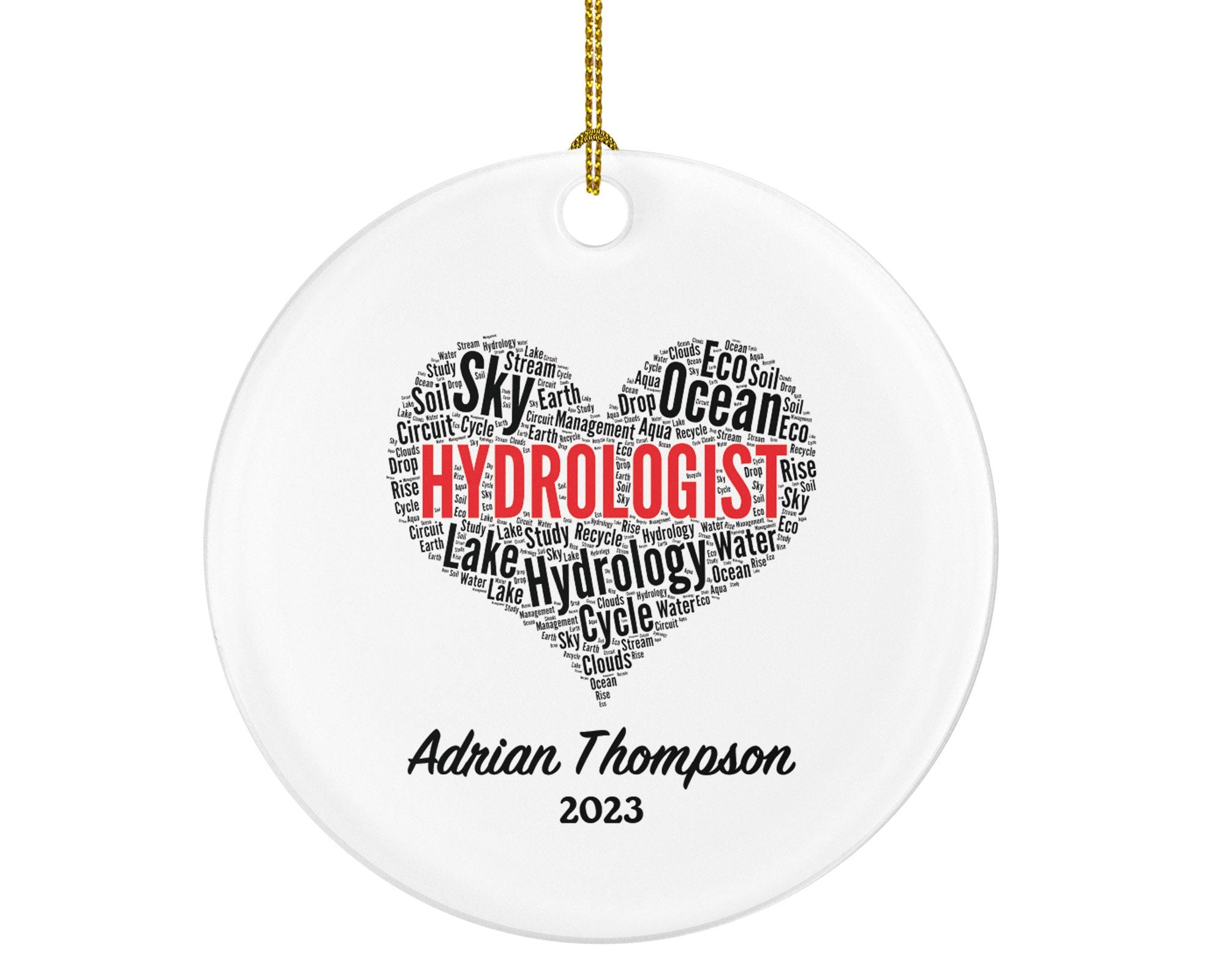 Hydrologist Christmas Ornament Personalized - Hydrology Researcher Gift with Custom Name