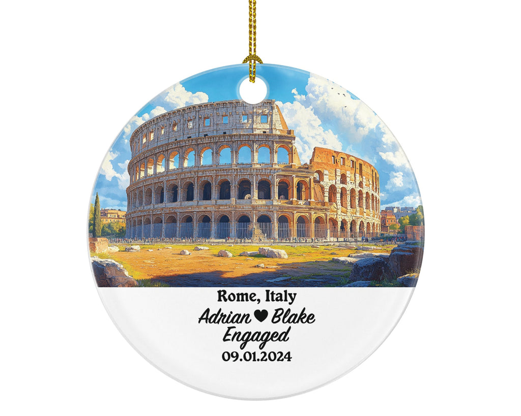 Rome Christmas Ornament Personalized - Italy Engaged Married Family Together Couple Travel Honeymoon Engagement Marriage