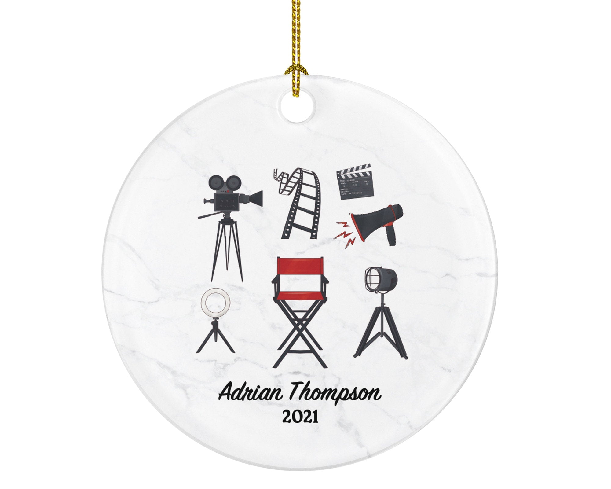Cinema Christmas Ornament Personalized - Film Movie Actor Actress Best Ever Gift - Custom Name Year