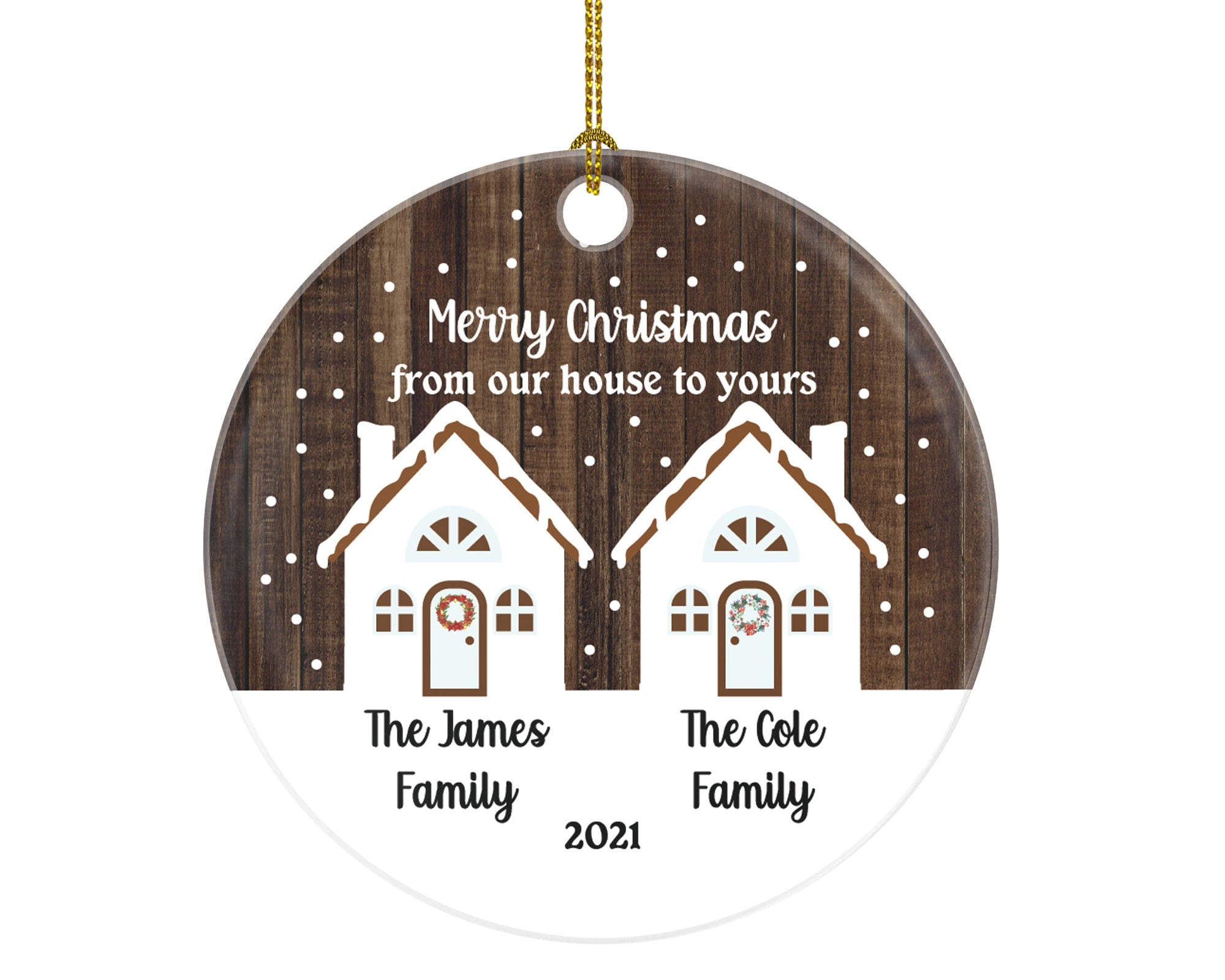 Neighbor Personalized Christmas Ornament - From Our House to Yours New Home for Thanks Great Neighbor Housewarming Wedding Owner Thank You