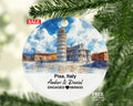Custom Italy Pisa Ornament, Piazza dei Miracoli, Arno River, Personalized Couple Gift, Celebrate Wedding, Engagement, Honeymoon