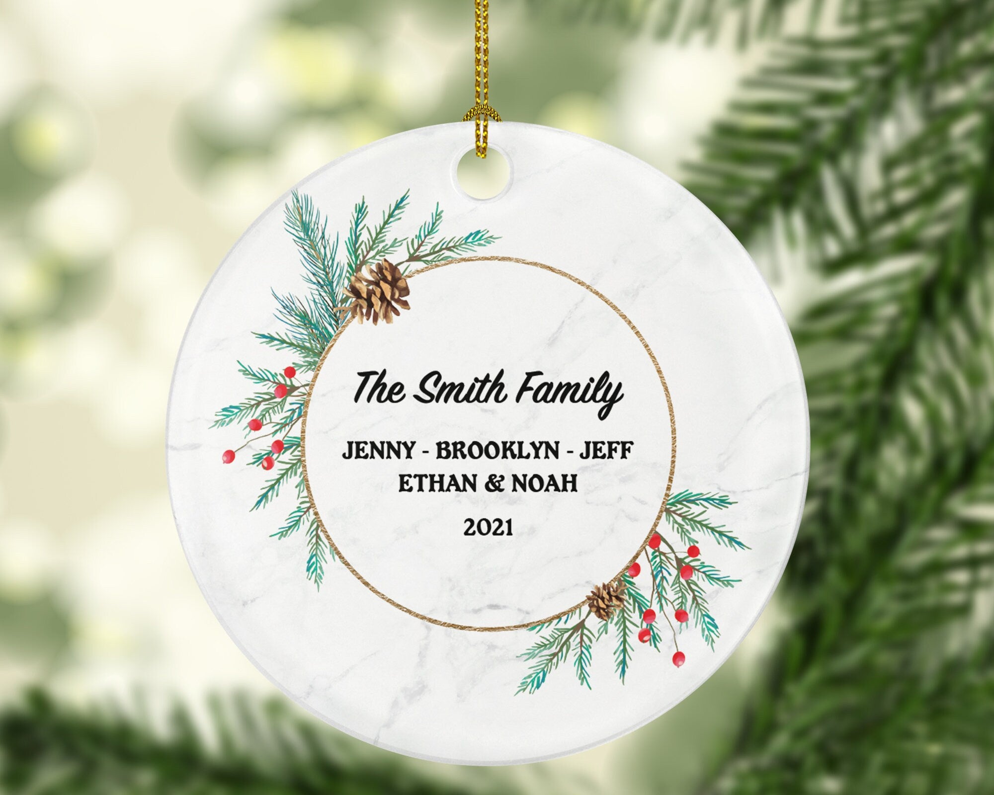 Family of 2 3 4 5 6 Christmas Ornament Personalized - Gift for Family - Custom Name Year Christmas Ornament