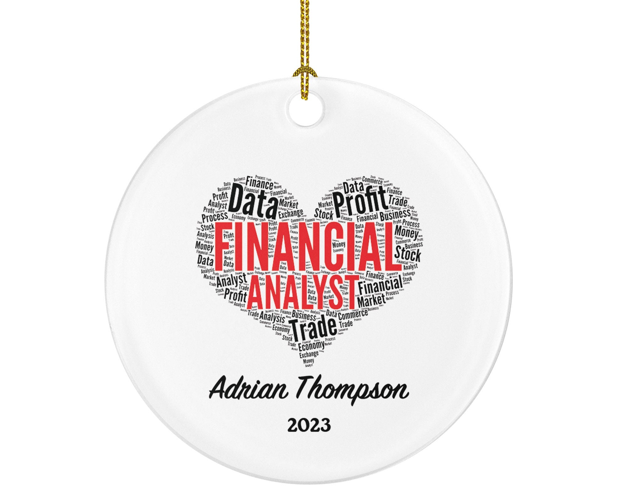 Financial Analyst Christmas Ornament Personalized - Finance Specialist Worker Christmas Gift Custom Name
