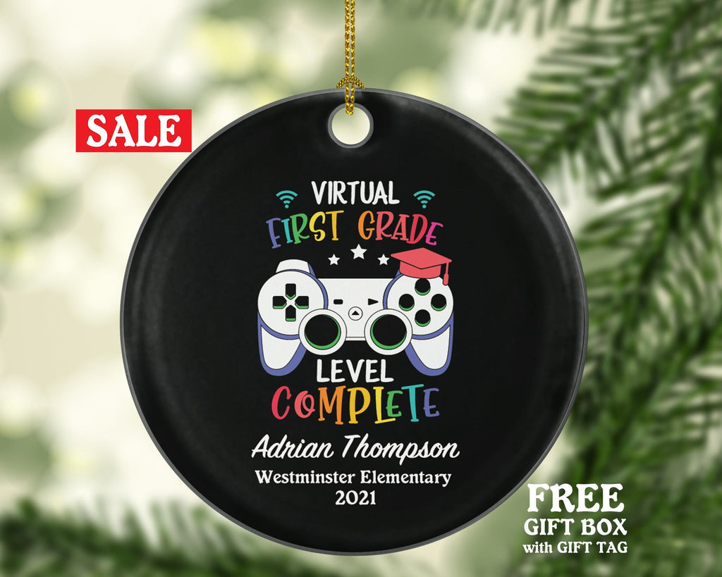 Virtual Grade Graduation Online Learning Christmas Ornament Personalized - Gamer Boy or Girl Online Schooling Remote School