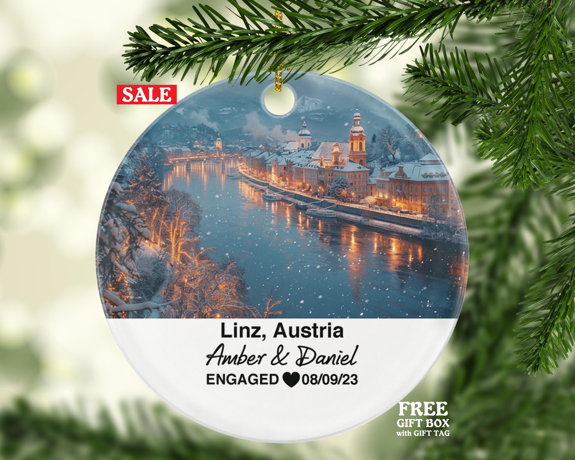 Custom Austria Linz Ornament – Personalized Danube River, Pöstlingberg Keepsake, Couple Gift for Wedding or Honeymoon