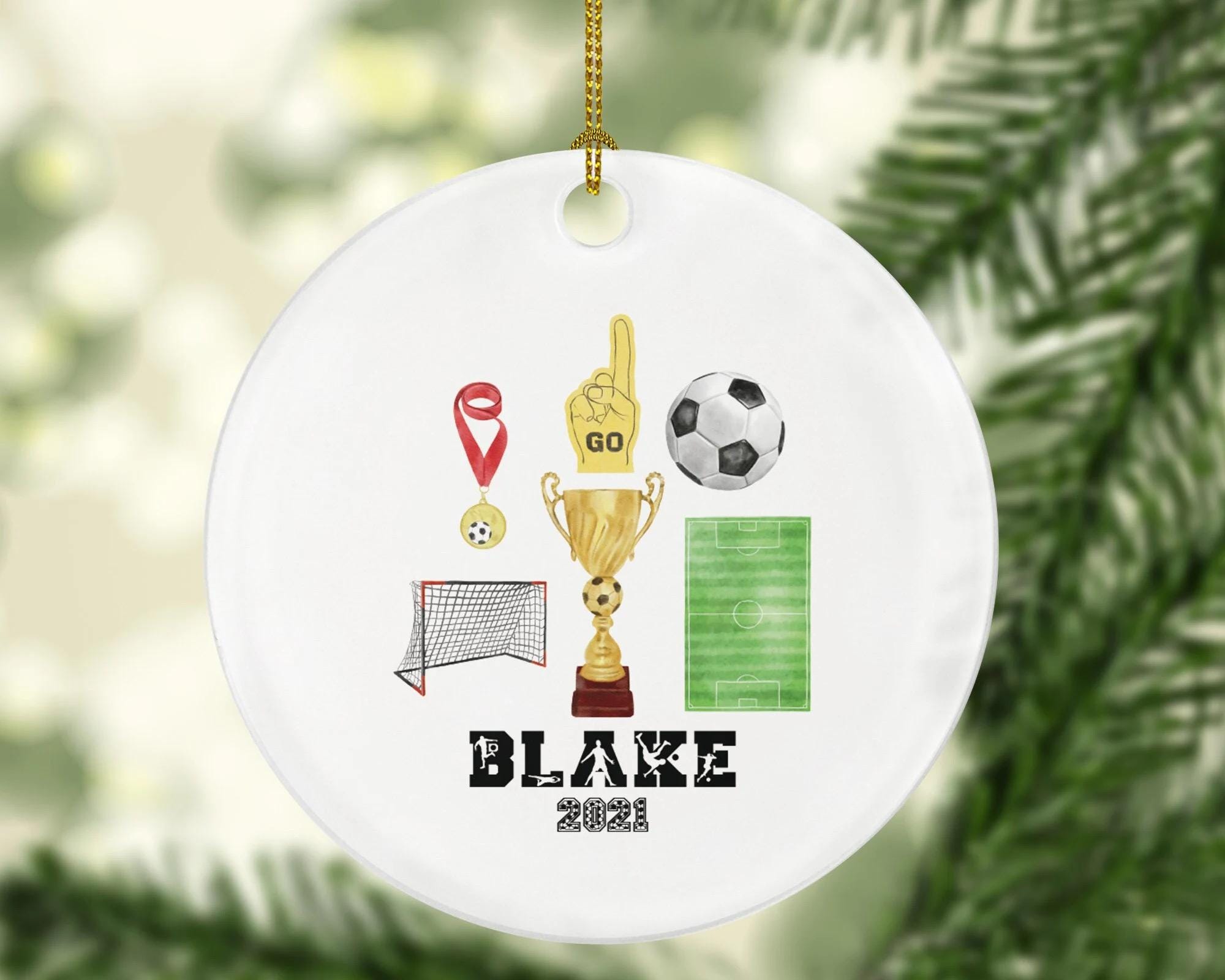 Playing Soccer Christmas Ornament - Goal Keeper Saver Coach Team Player Personalized Gift Gamer Sports Match Senior Custom Ball Kick