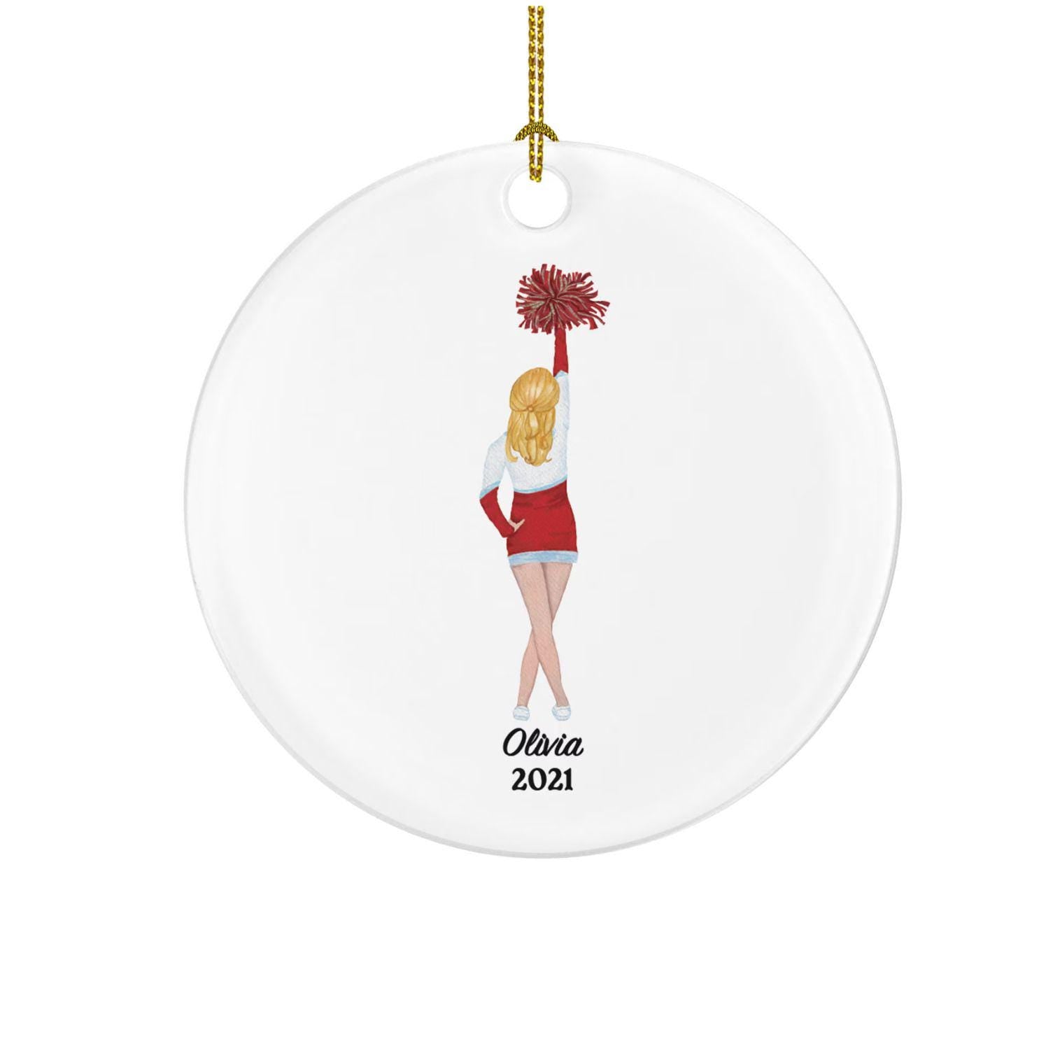Cheerleader Christmas Ornament - Cheer, Team Sport, PomPom Personalized Gift for Dancer Do Perform