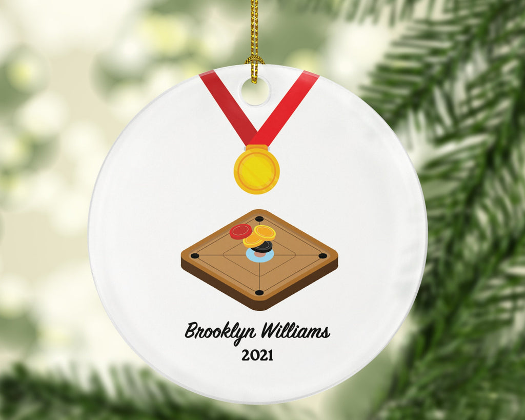 Carom Player Christmas Custom Ornament, Enthusiast, Board Games Personalized
