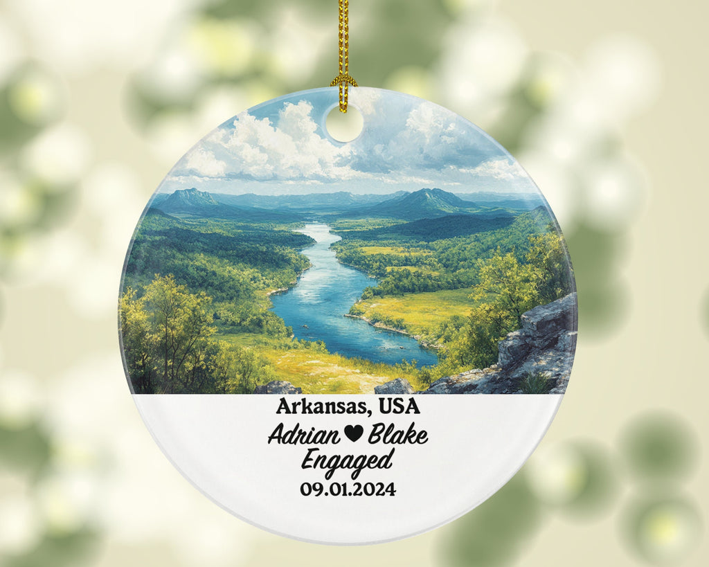 Arkansas Christmas Ornament Personalized - AR Engaged Married Family Together Couple Travel Honeymoon Engagement Marriage