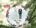 Mr & Mrs Wedding Gown Personalized Ornament - Just Married Newlywed Custom First Christmas as Mr. and Mrs. Marriage - Bride Groom Dress