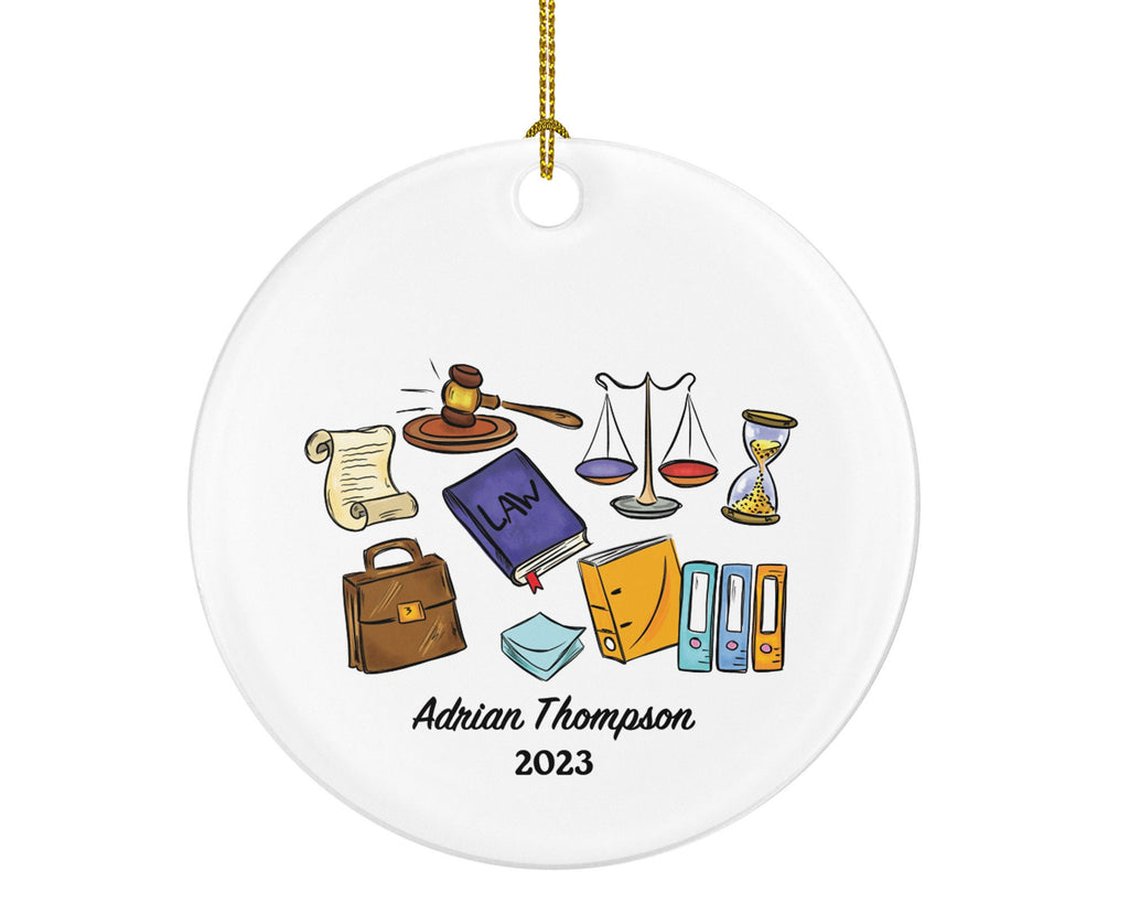Law Judge Christmas Ornament Personalized - Custom Gift for Attorney at Lawyer Justice Equal Crime