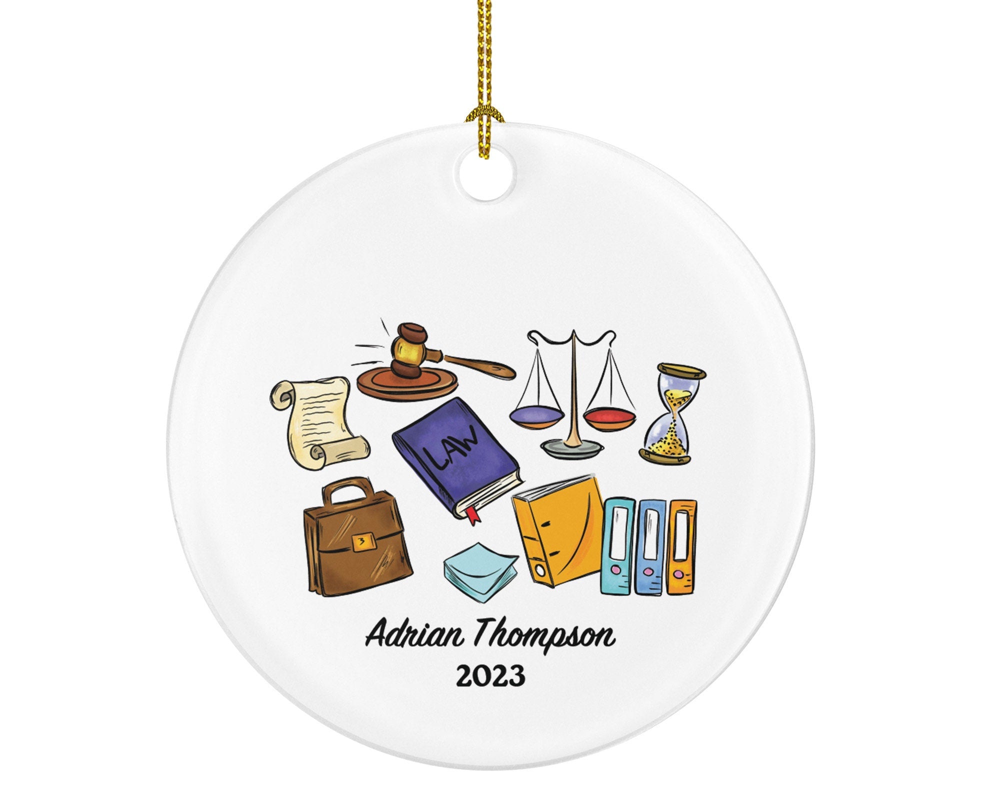 Law Judge Christmas Ornament Personalized - Custom Gift for Attorney at Lawyer Justice Equal Crime