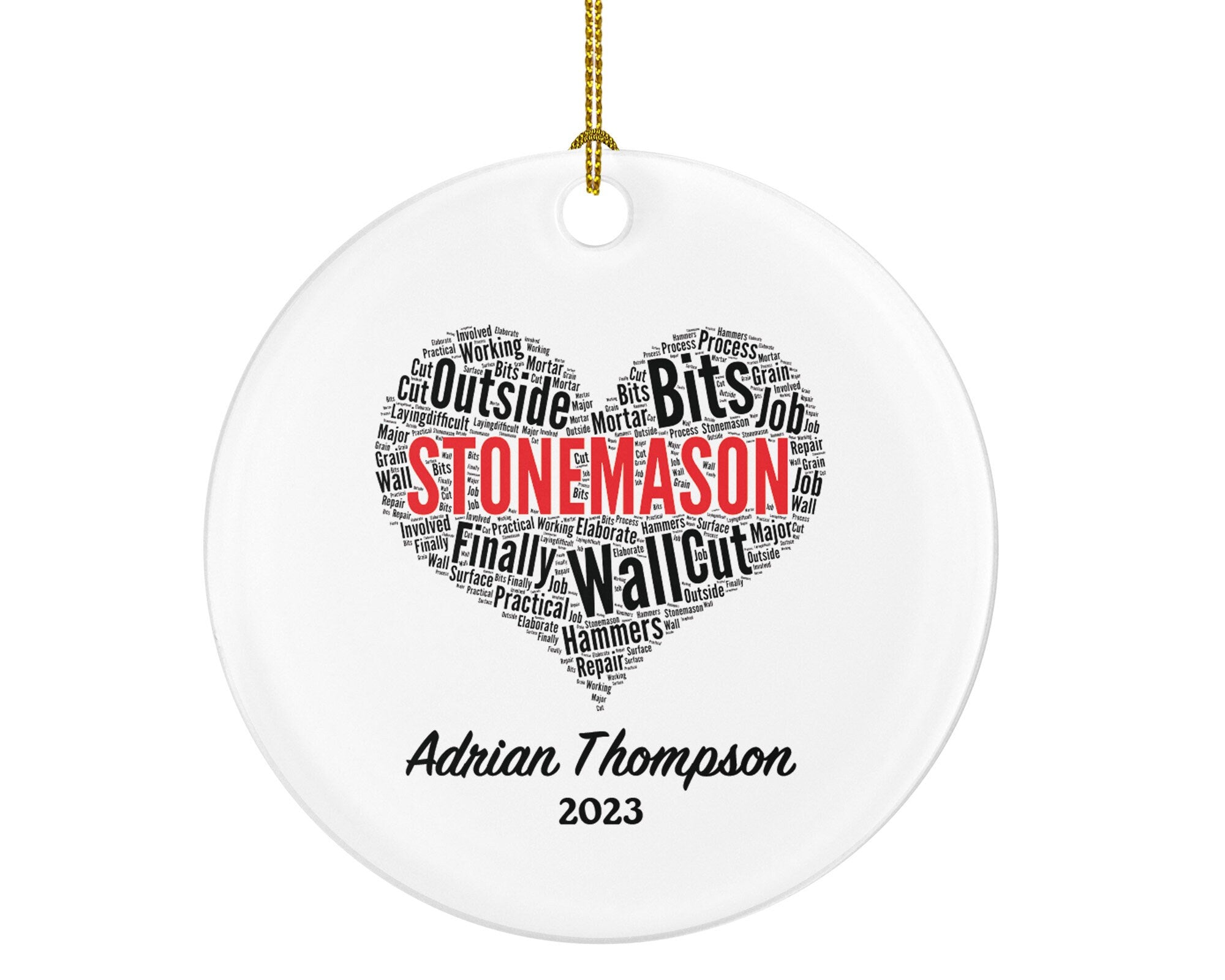 Stonemason Personalized Christmas Ornament - Wall worker Custom Gift