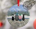 Personalized Engagement Christmas Ornament with Pet Custom Ceramic Keepsake for Couples Dog Cat Owners Engagement Holiday Gift Winter Scene