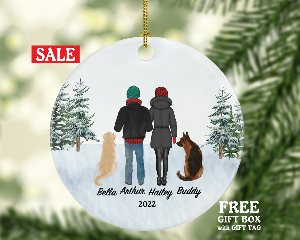 Couple with Dog Cat Pet Personalized Christmas Ornament Custom Together Valentines Lover Gift Fur Mom Dad Family Holiday Rescue Breeds