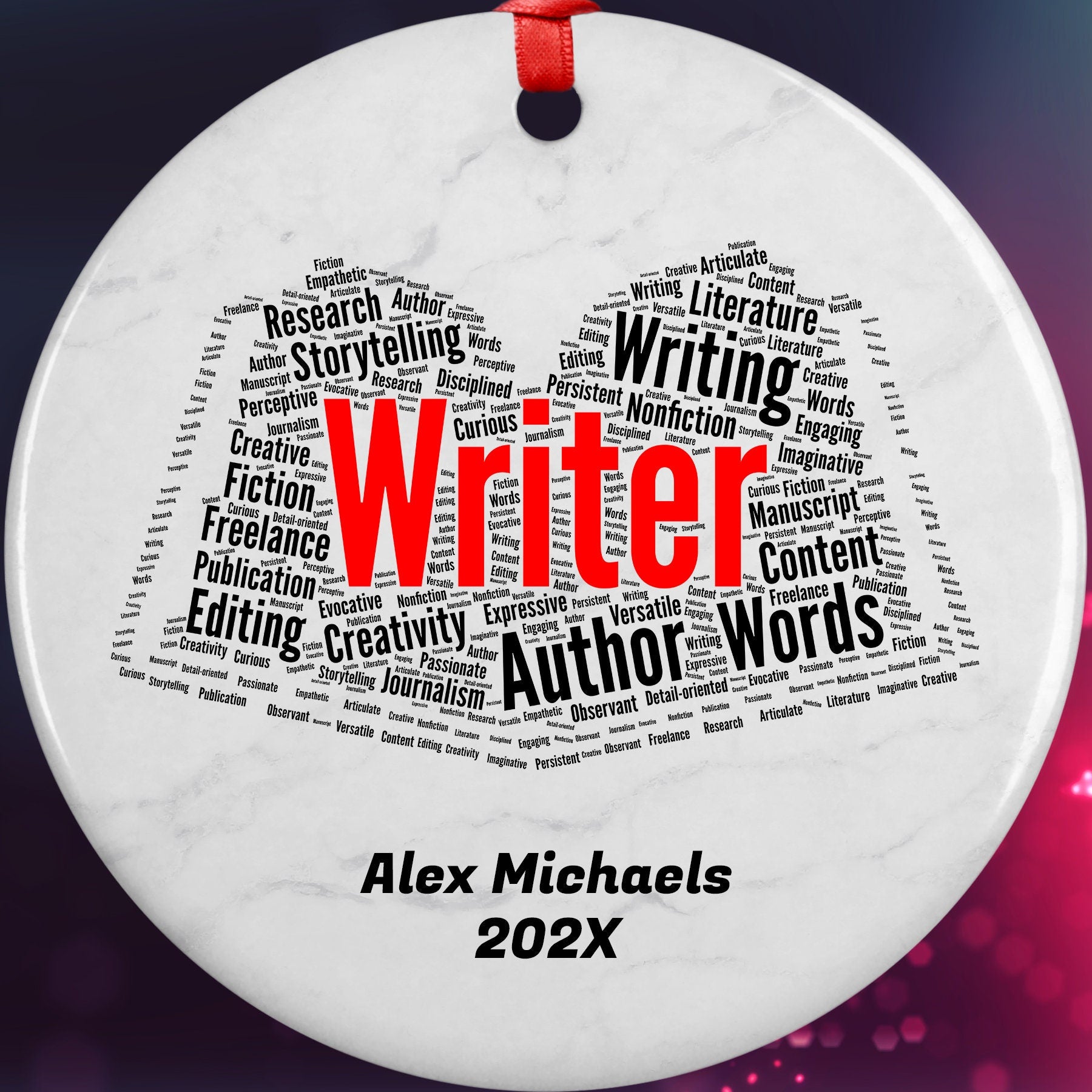 Writer Personalized Christmas Ornament