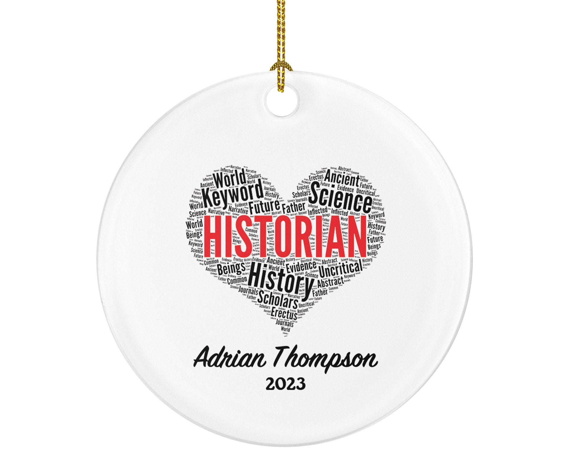 Historian Christmas Ornament Personalized - History Researcher Gift with Custom Name