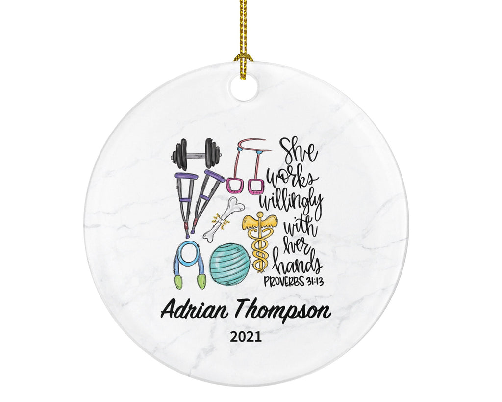 Physical Therapist Christmas Ornament for Female, PT Personalized Gift, Physiotherapist Ornament, Medical Ornament