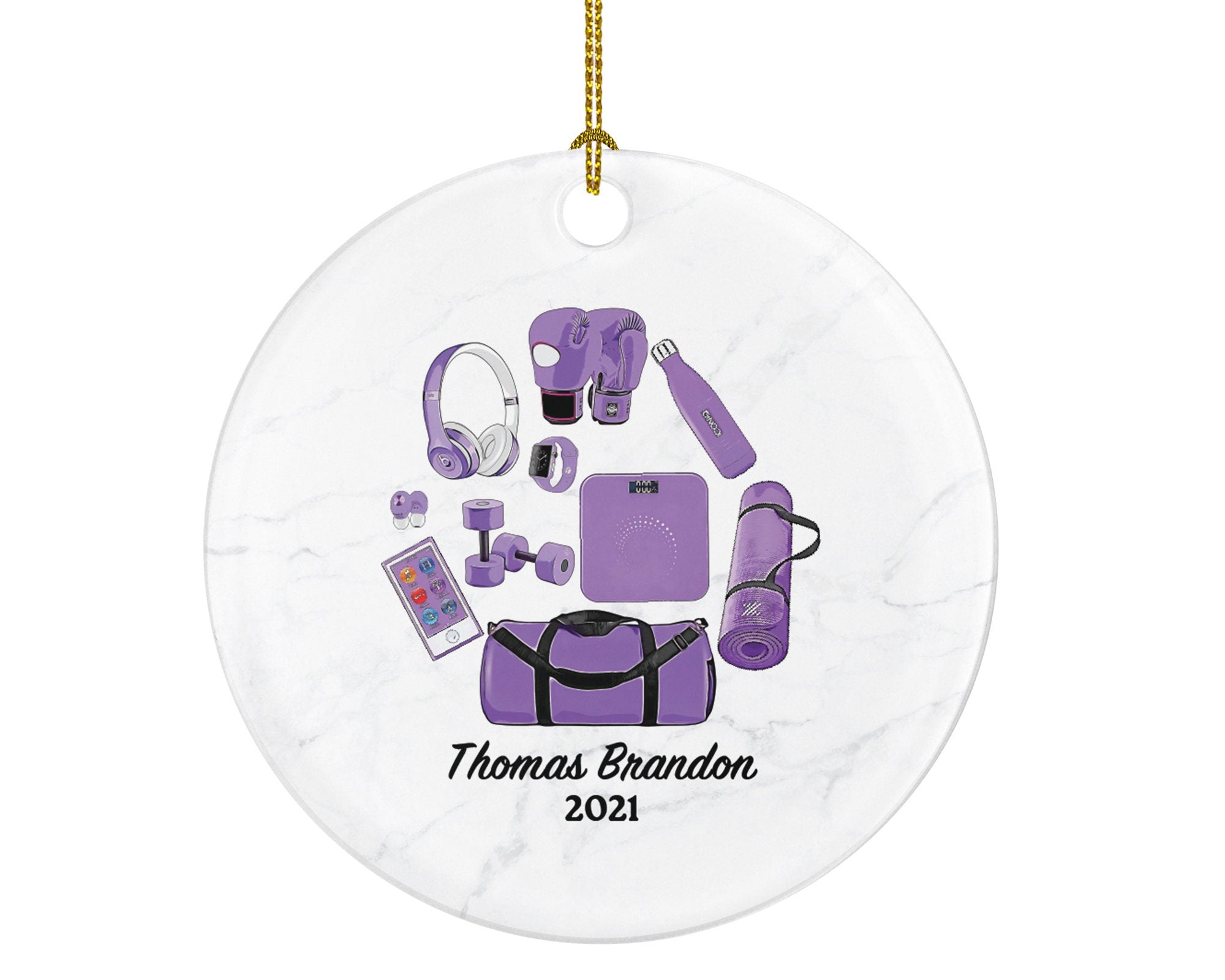 Fitness Pilates Yoga Workout Christmas Ornament Personalized - Personal Trainer Custom Healthy Lifestyle Training Exercise PT Gift
