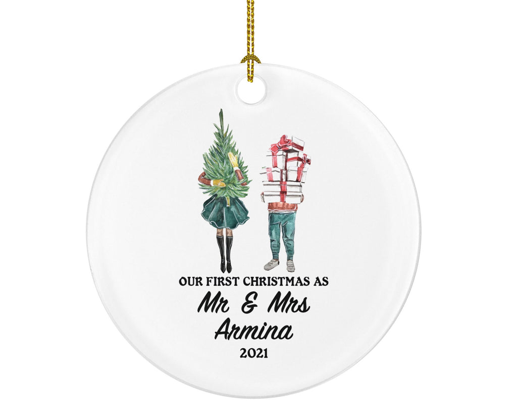 First Christmas as Mr & Mrs Married Couple Christmas Ornament Personalized - Newlywed Christmas Couple First Gift