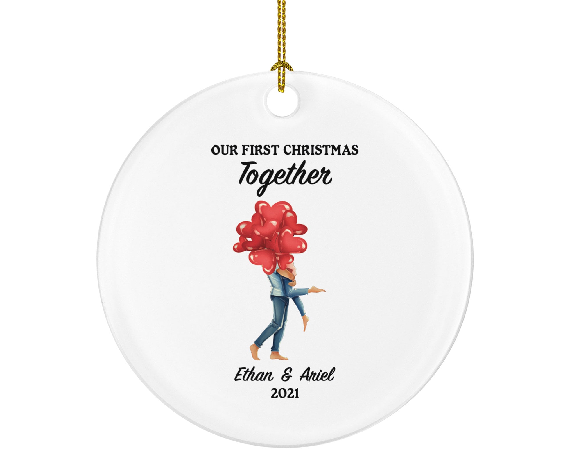 Couple Together Christmas Ornament - First Christmas Together Personalized - New Couple Gift Names and Year