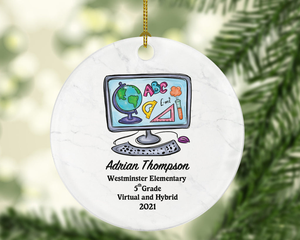 Virtual Grade Graduation Online Learning Christmas Ornament Personalized - Boy or Girl Online Schooling Remote School