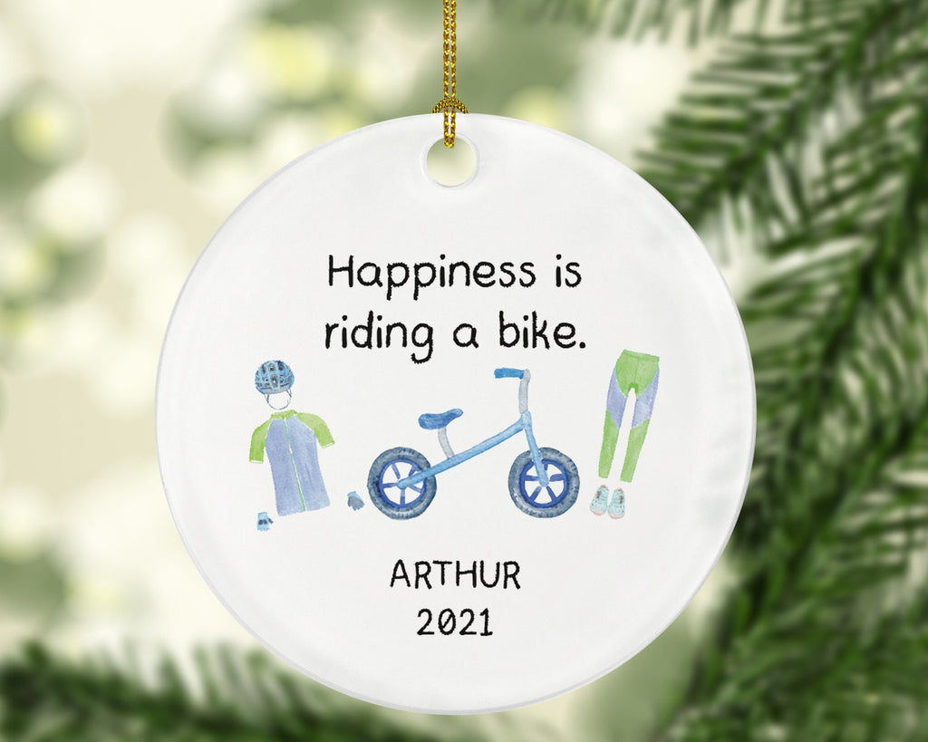 Riding Bicycle Personalized Christmas Ornament - Cyclist Riding Bike Girl Boy Female Male Cycling Gift
