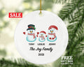 Family of 3 Christmas Ornament Personalized - Parents Mother Father Child Girl Boy Mom Dad Gift - Snowmen Family