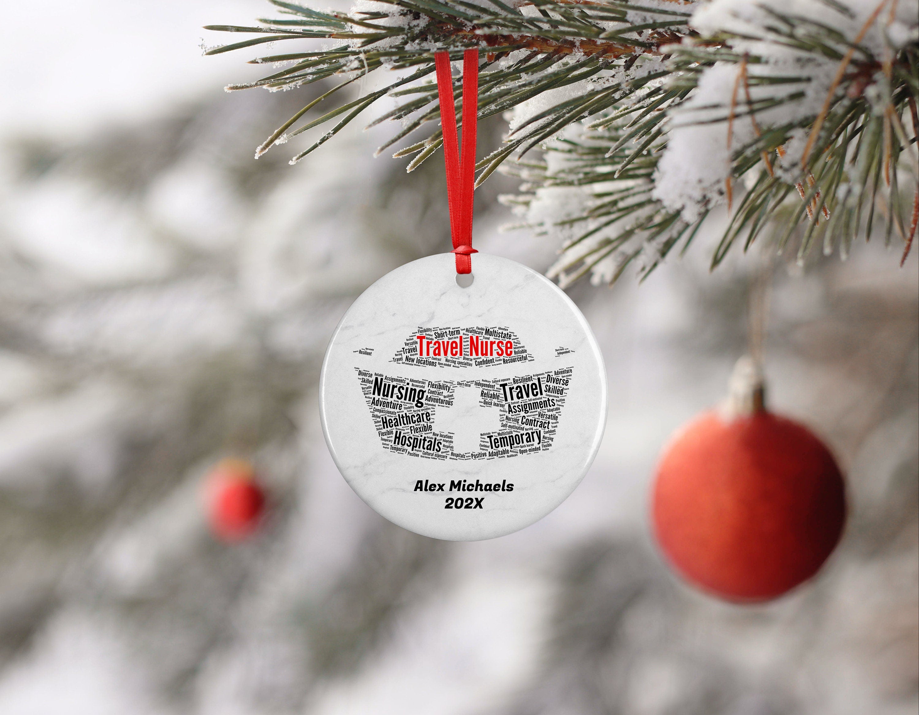 Travel Nurse Personalized Christmas Ornament