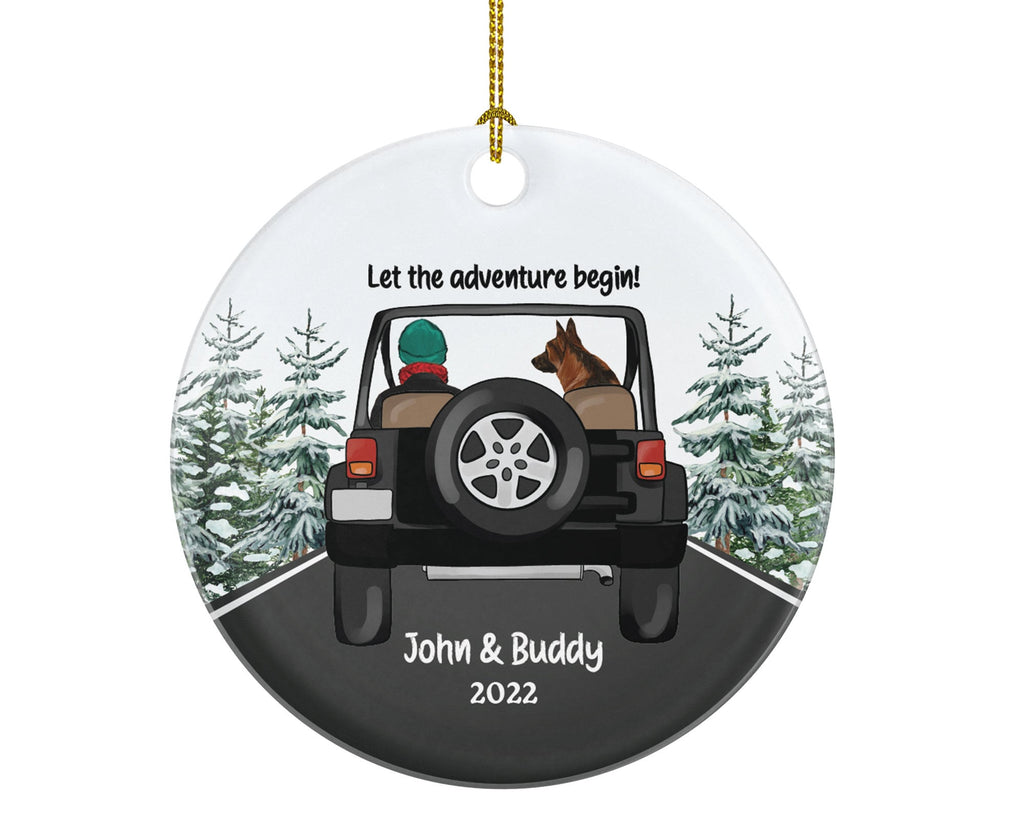 Driver Male and Dog in a SUV Car Personalized Christmas Ornament New Fur Dad Driver Custom Pet Lover Owner Men Gift Holiday Rescue