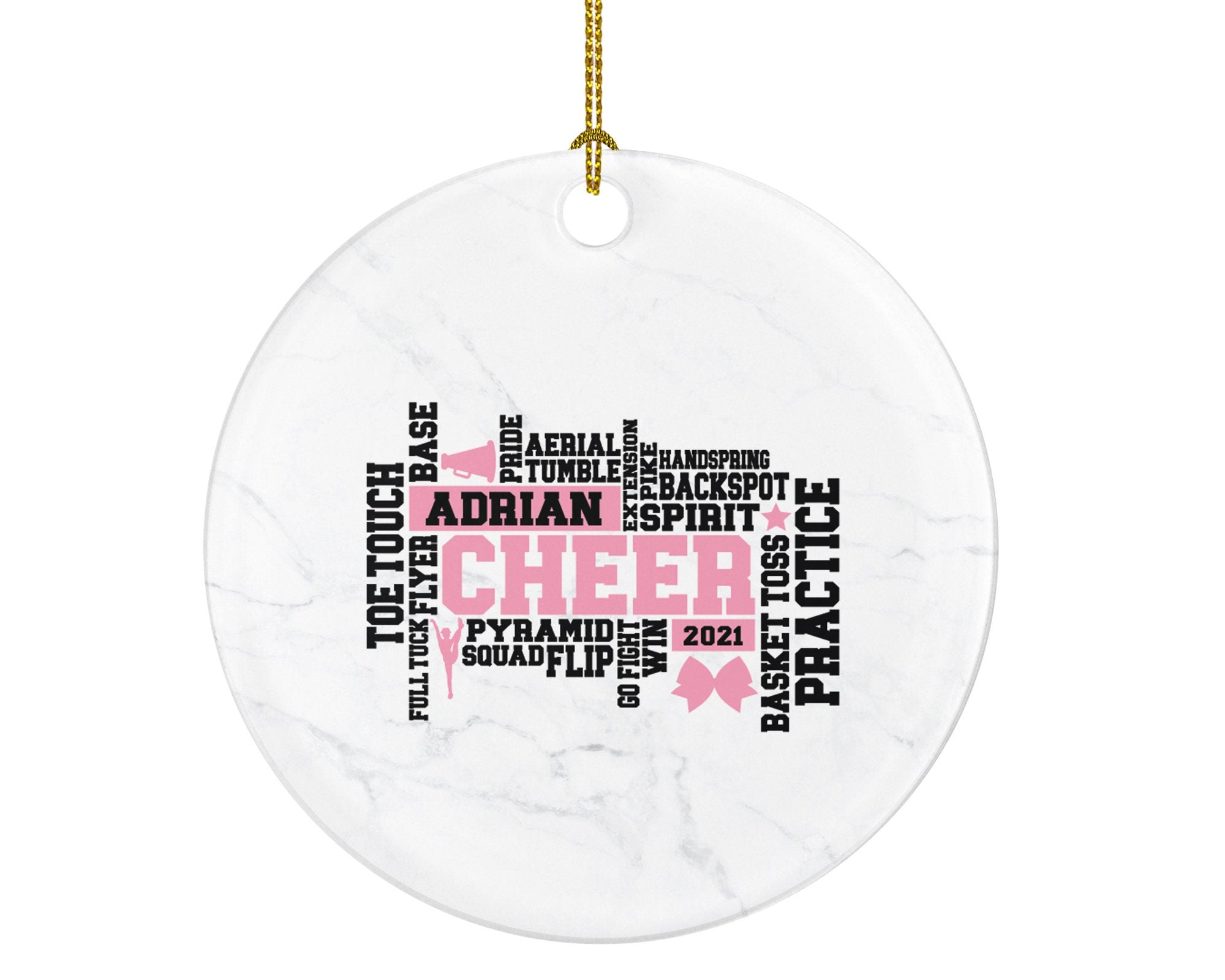 Cheer, Cheerleader Christmas Ornament - Team Sport, PomPom Personalized Gift for Dancer Do Perform