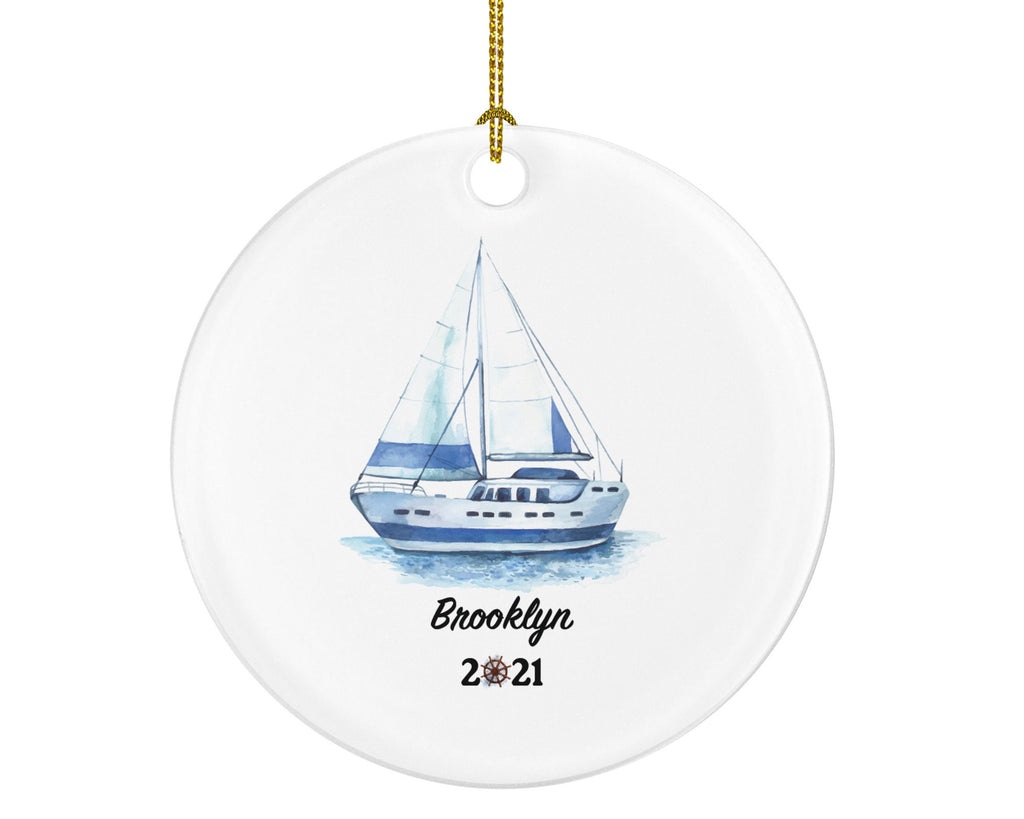 Sailboat Christmas Ornament - Personalized Sailor Custom Sailing Family Boat Gift for Captain