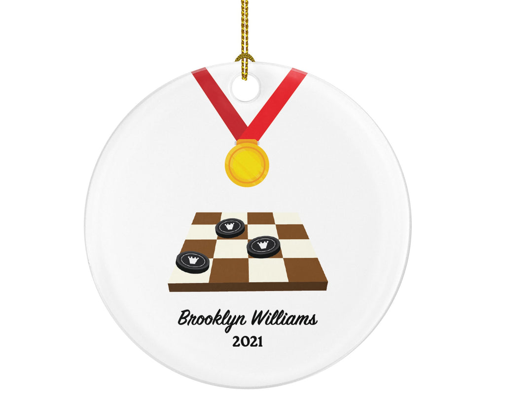 Checkers Player Christmas Custom Ornament, Enthusiast, Board Games Personalized