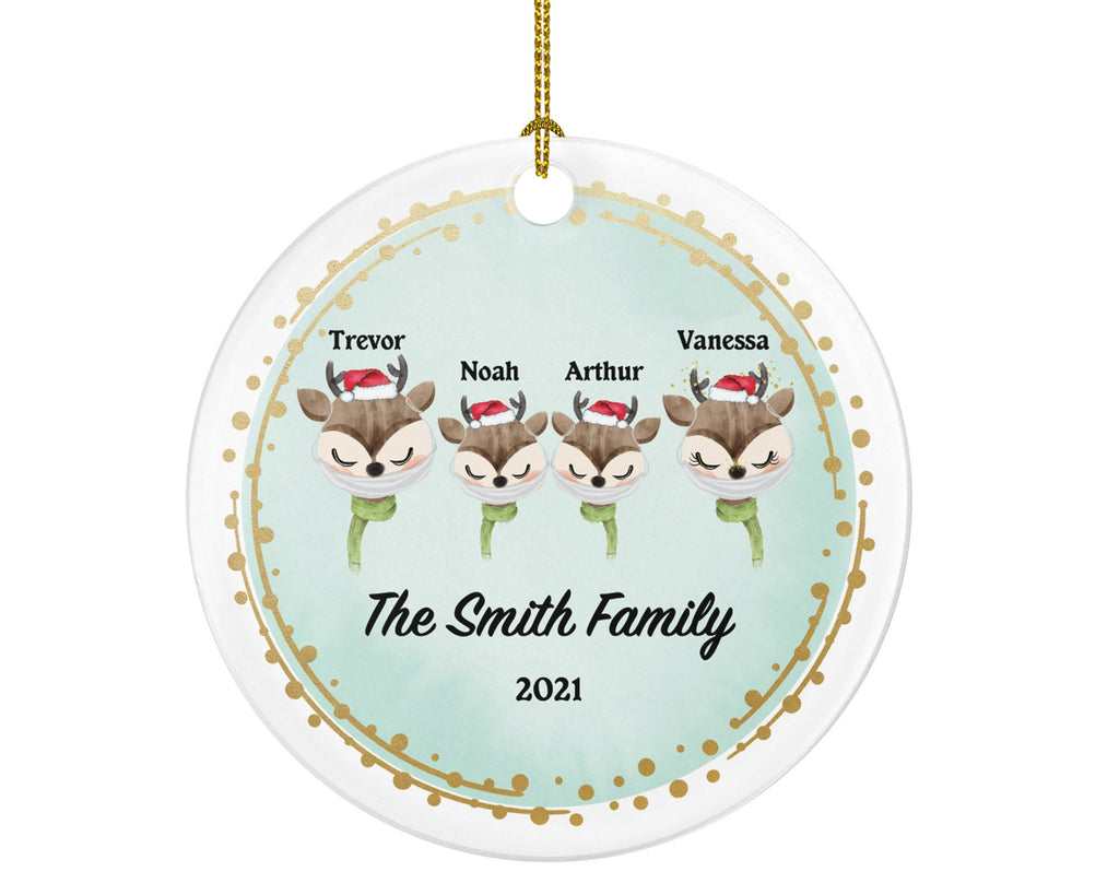 Family With Mask Personalized Ornament - Christmas Gift - 1,  2, 3, 4 Family Ornament