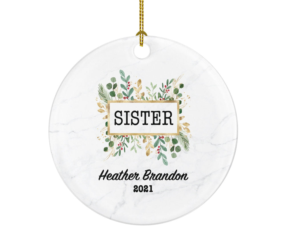 Sisters Personalized Christmas Ornament, Best Sister Ever Gift from Sibling