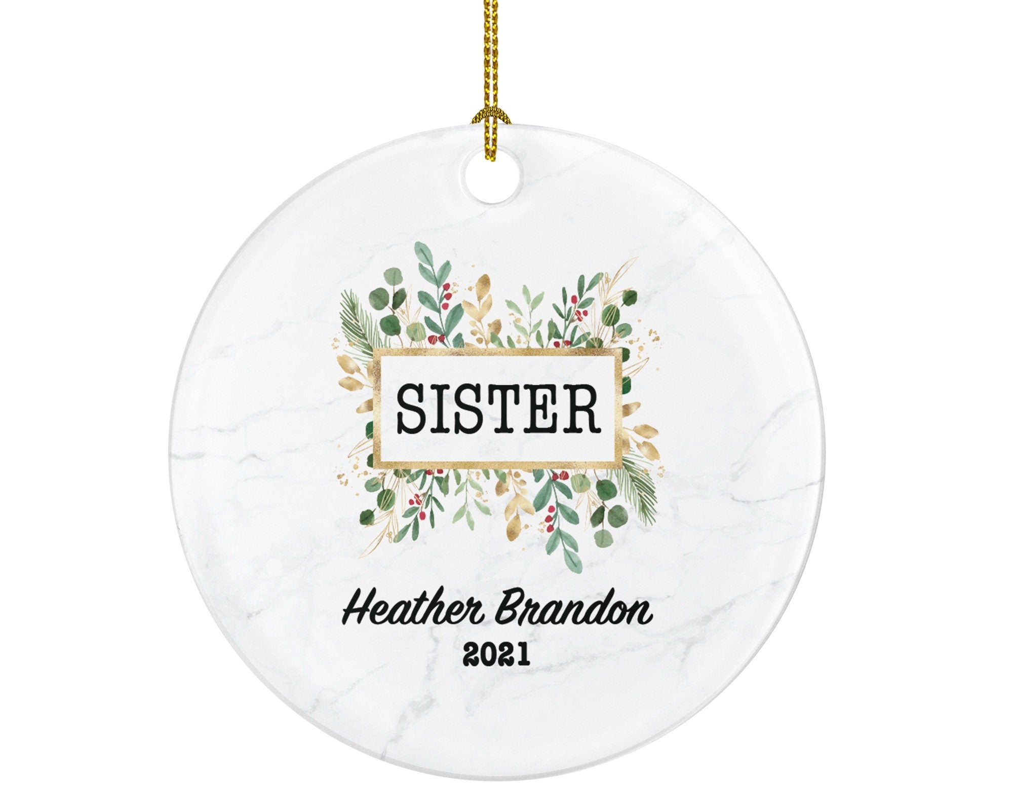 Sisters Personalized Christmas Ornament, Best Sister Ever Gift from Sibling