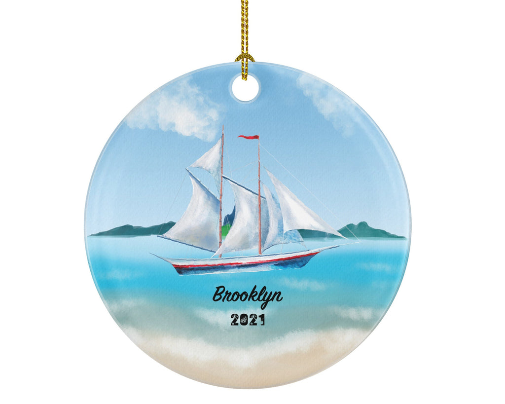 Sailboat Christmas Ornament - Personalized Sailor Custom Sailing Family Boat Gift for Captain
