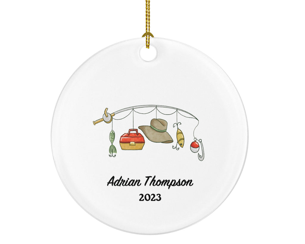 Fisher Rod Christmas Ornament Personalized - Fishing Rod with Stuffs Fisherman Gift with Name Custom