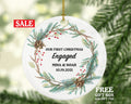 First Christmas Engaged Personalized Ornament - Engagement Announcement Couple Gift - Custom Rustic Wood Christmas Frame Farmhouse